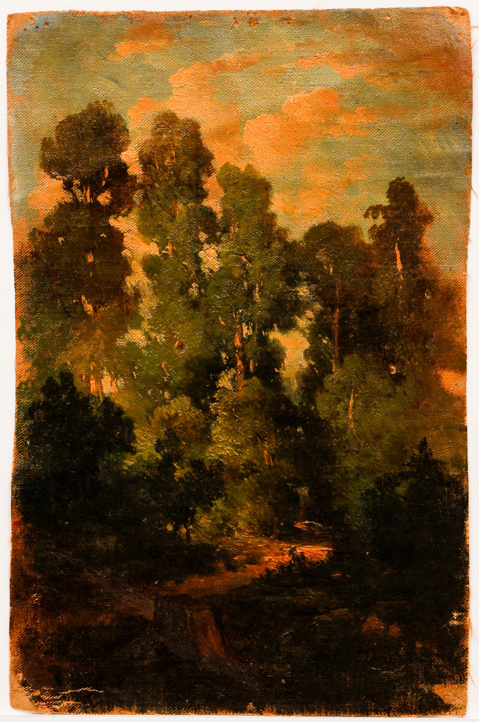 Attributed to Regis Gignoux Oil Ptg American Woods (1 of 3)