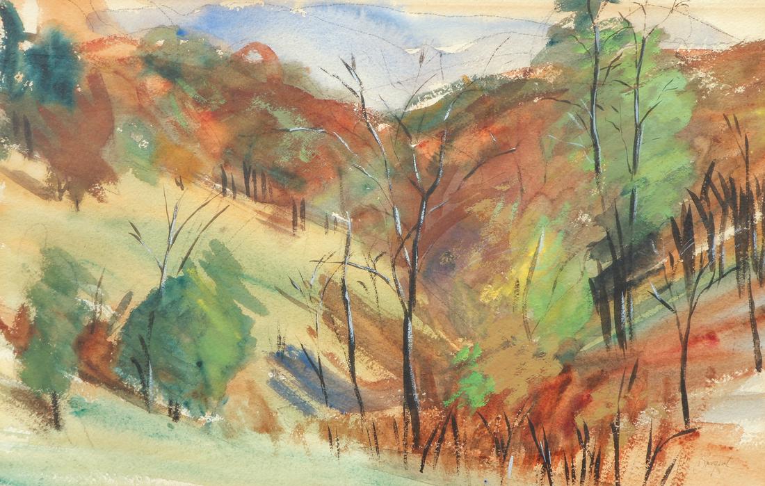 Attrib. to Sam Sargent Autumn Landscape watercolor (1 of 8)