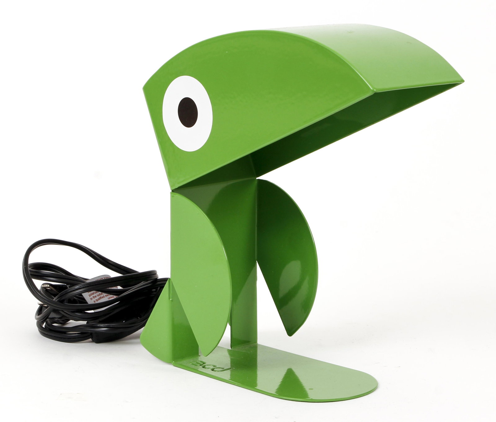 Green Toucan Table Lamp: Green Toucan Lamp, 2016, handmade in France from recycled sheet steel powder, Coated Steel, 9 x 7.3 x 3.15 inches.