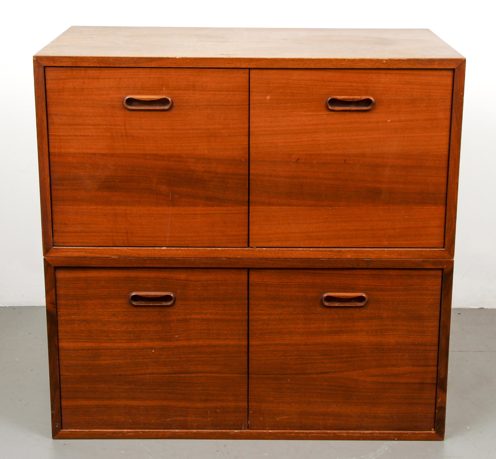 Pair of Modern Wood Cabinets: Pair of Modern Wood Cabinets, unmarked, likely 1970s or 80s, possibly Scandinavian, each one measures 15 x 31 x 18 inches, came from the office of an architect.
