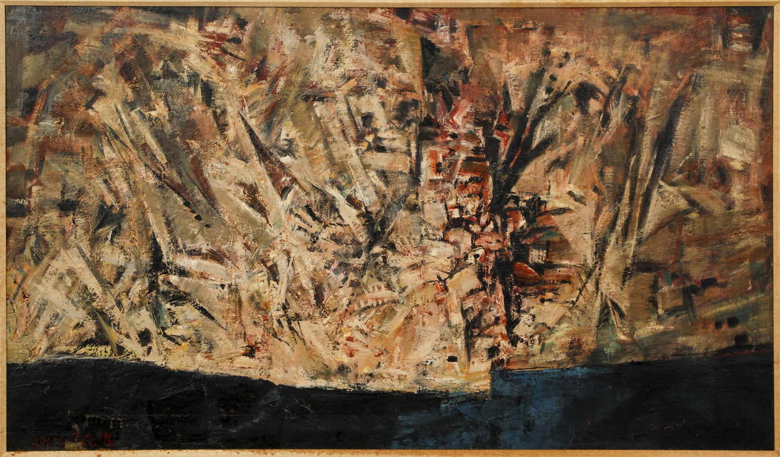 Israeli Mid-Century Abstract Oil on Canvas 1961 (1 of 4)