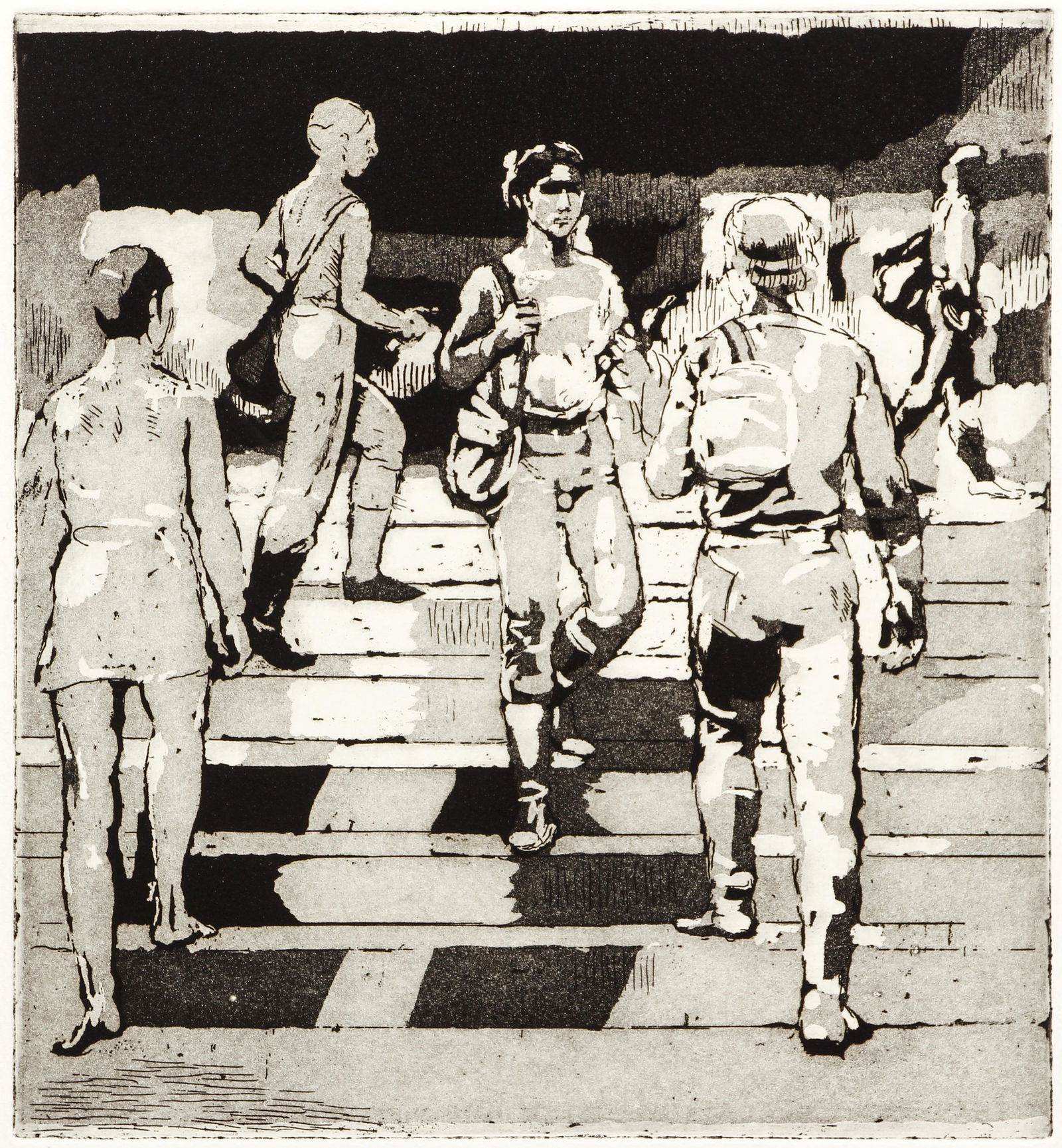 Isabel Bishop Students on the Steps Signed Etching and (1 of 5)