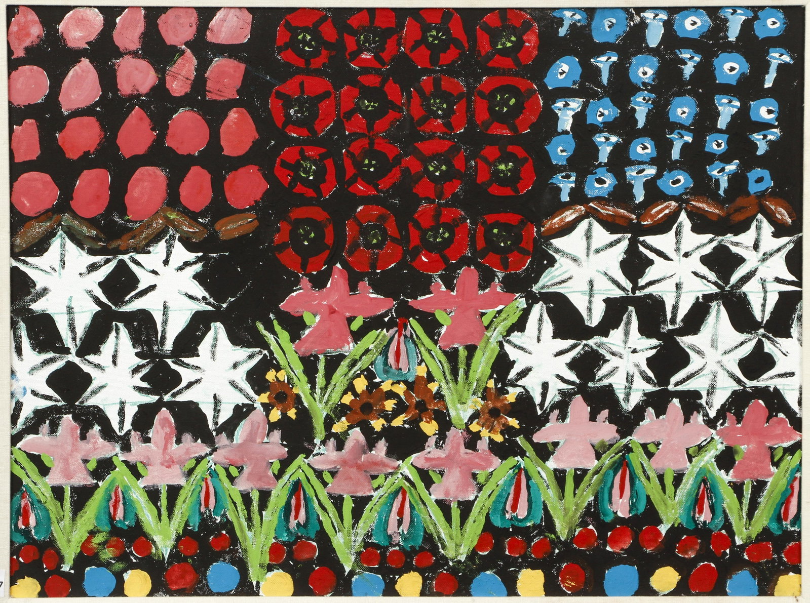 Gideon Cohen casein Floral Symphony: Cohen, Gideon (British/American 1894-1989), Floral Symphony, casein and ink on canvasboard , 18 x 24 inches, unsigned, framed measuring 21 x 27 inches, Provenance: The Artist's Estate