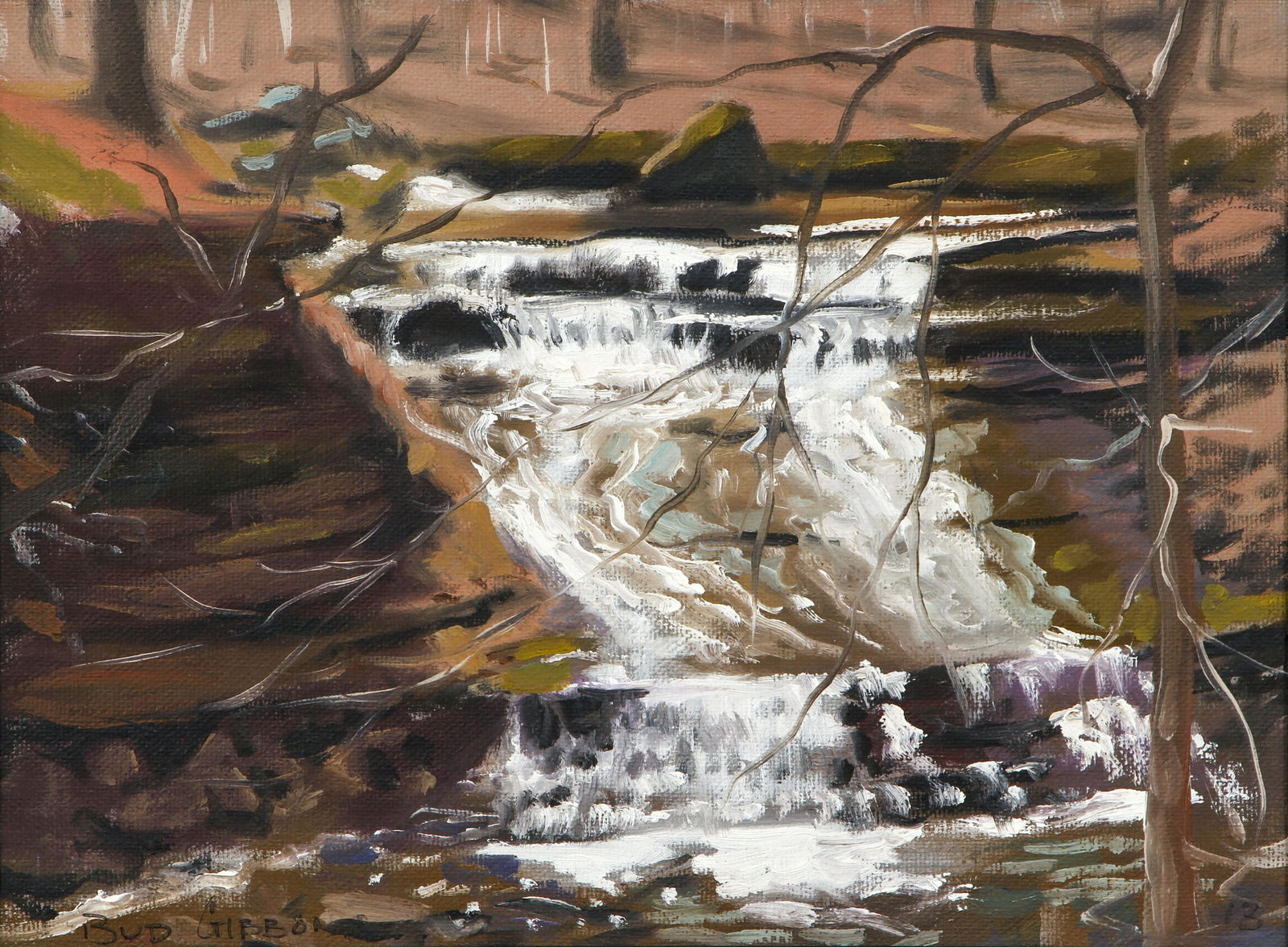 Bud Gibbons 2013 oil painting The Giveaway Waterfall (1 of 6)