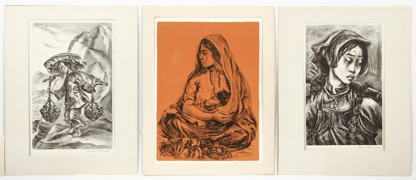 Lot of 3 Marion Greenwood Signed Lithos Asia AAA (1 of 12)