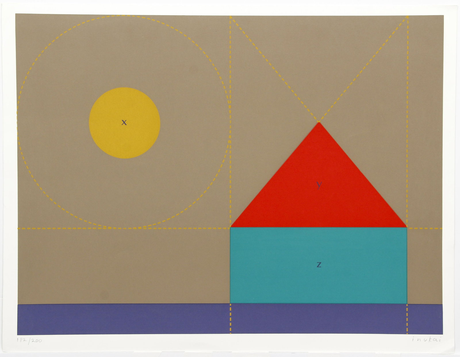 Kyohei Inukai Under the Sun 1980 Serigraph Signed: Inukai, Kyohei (also known as Earle Goodenow, American, 1913 - 1985), Under the Sun, 1978, serigraph printed in colors, pencil signed and numbered 182/200 along bottom, ink stamp on back "1978 Burn J.