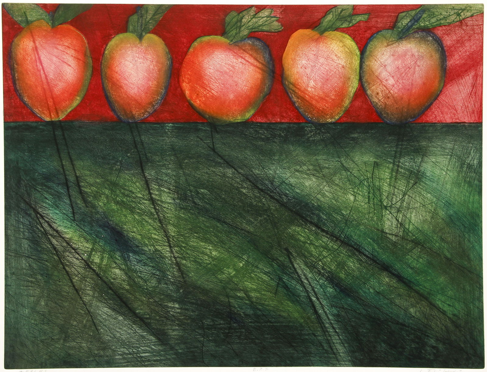 Norman Laliberte Apples Intaglio Print Signed (1 of 5)