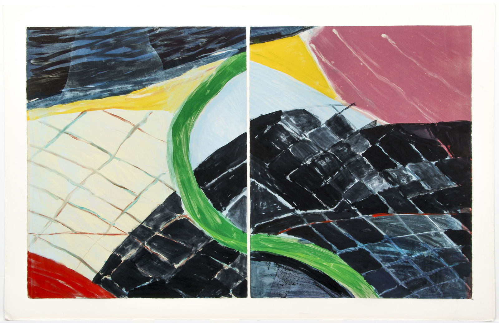 Betsy Margolius Abstract Monotype Diptych (1 of 8)