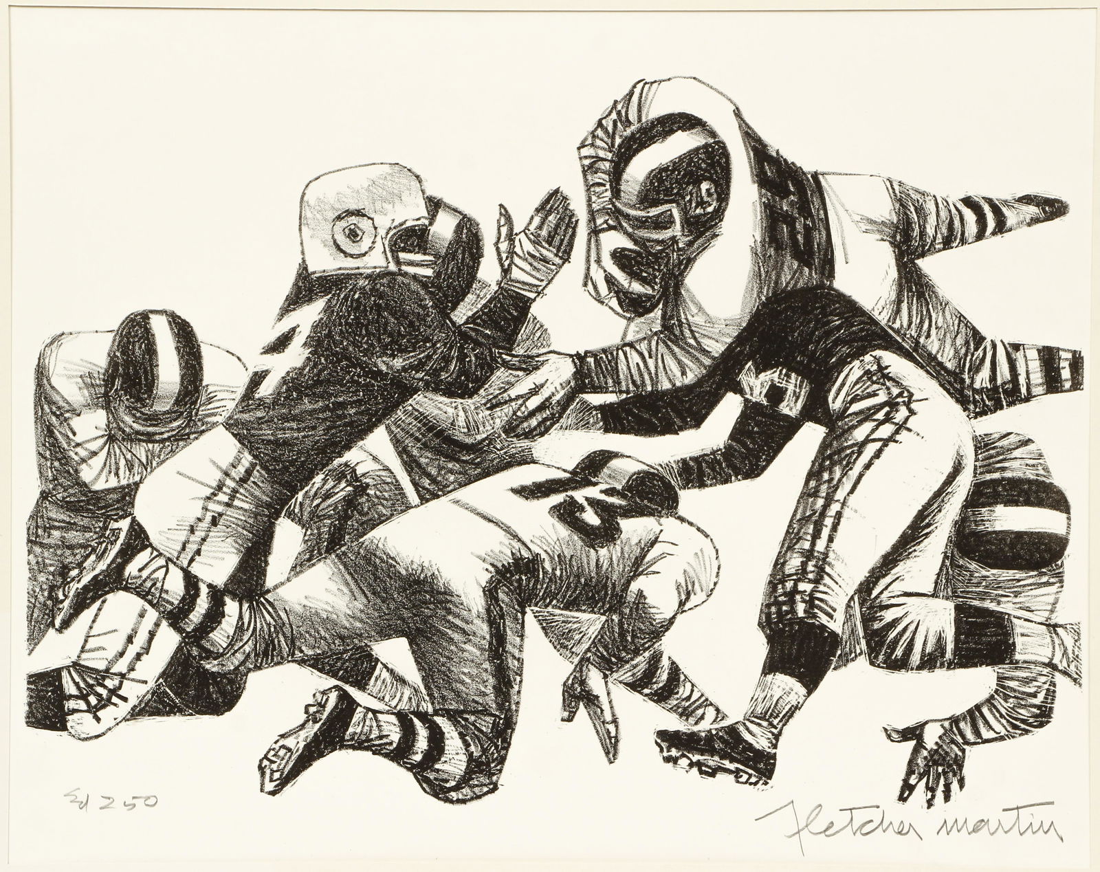 Fletcher Martin Line of Scrimmage Signed Litho AAA (1 of 6)
