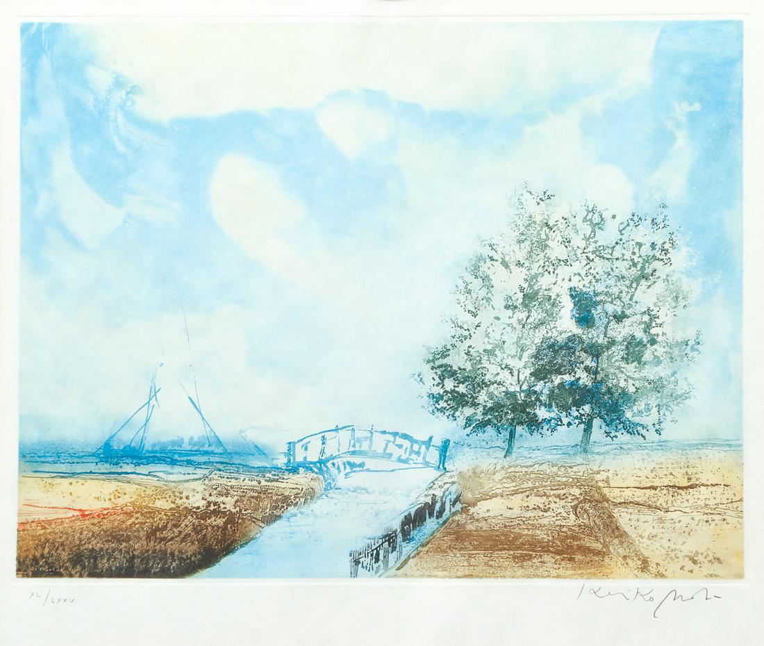 Kaiko Moti 1969 color aquatint Le Petit Pont (1 of 8)