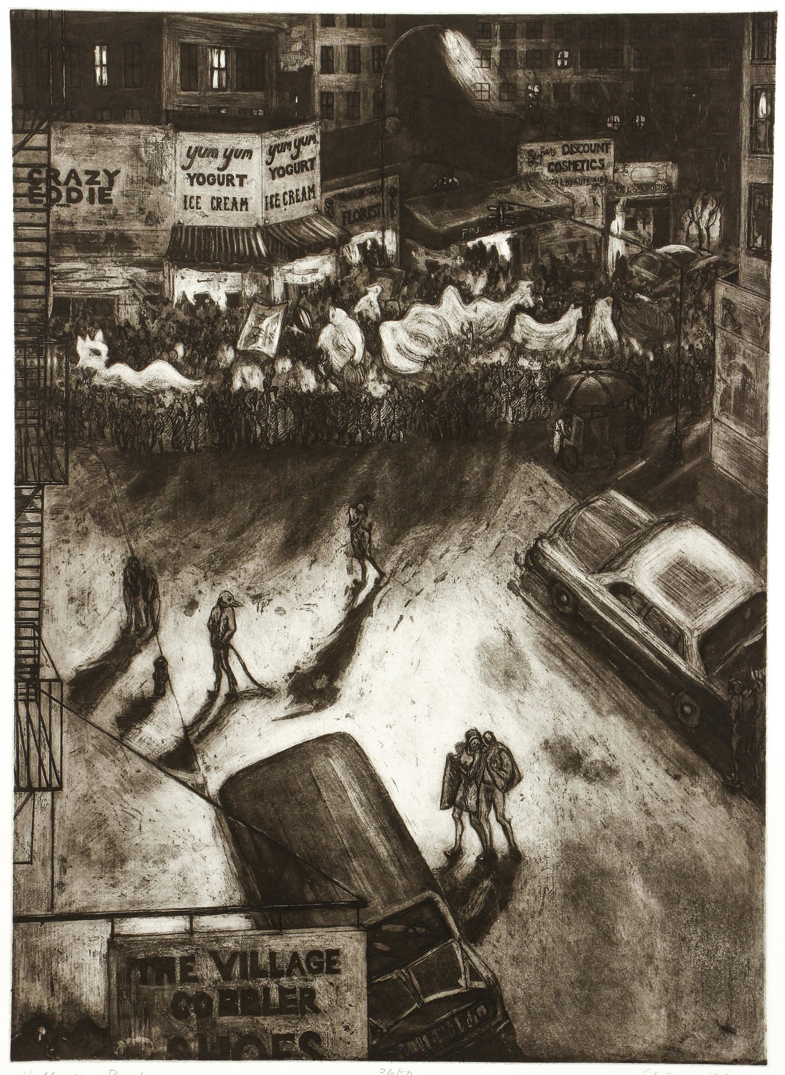 Sarah Sears Etching Halloween Parade Signed 1987 (1 of 6)