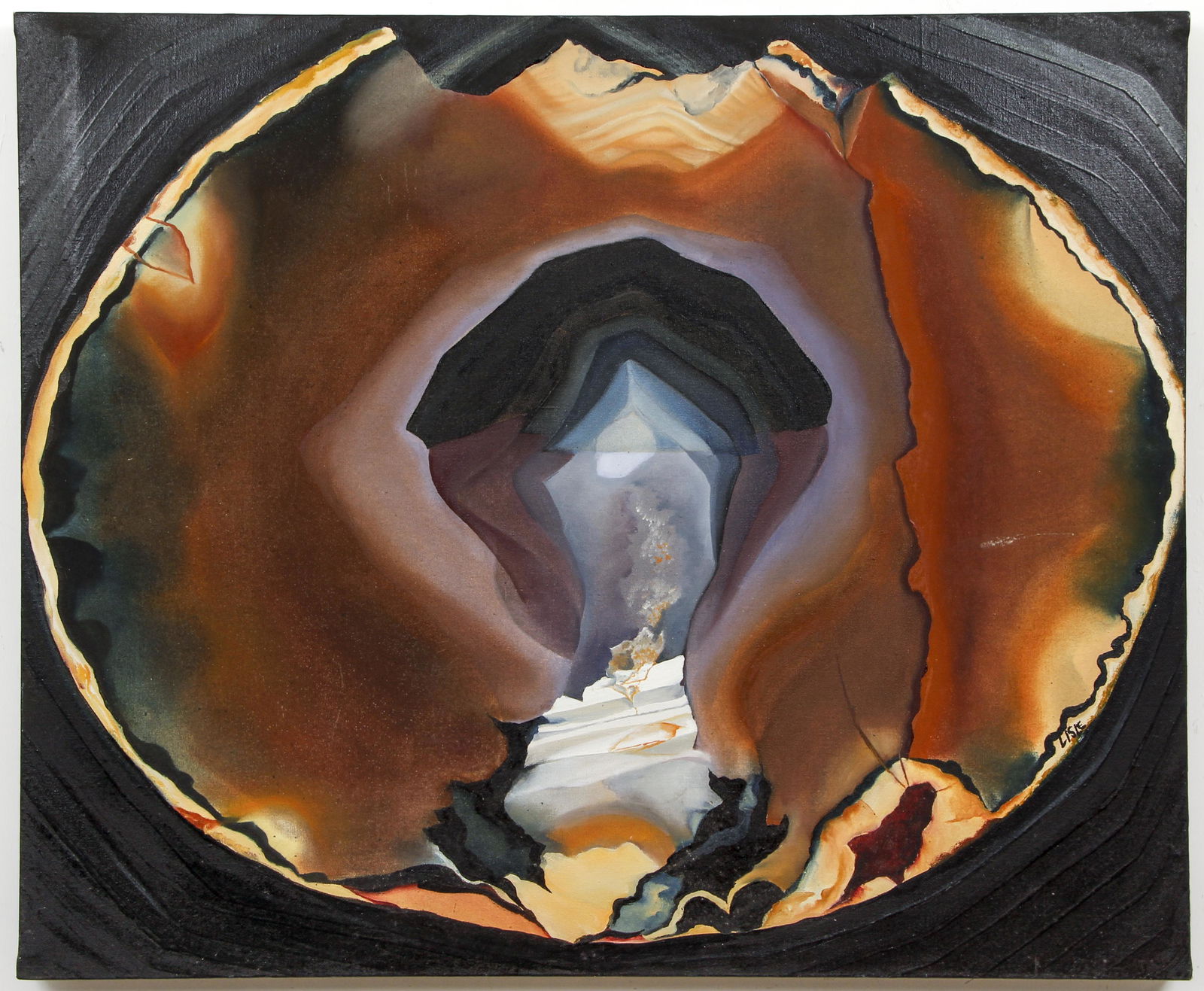 Abstract Oil Painting signed Lisle or Usle 1970s (1 of 4)