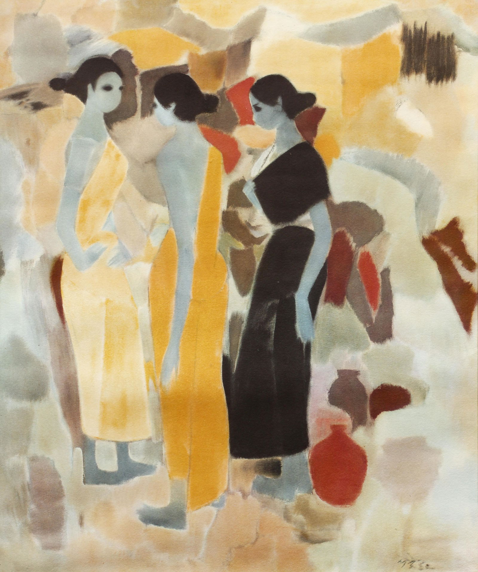 Indian Color Print of Three Women 20th century (1 of 4)