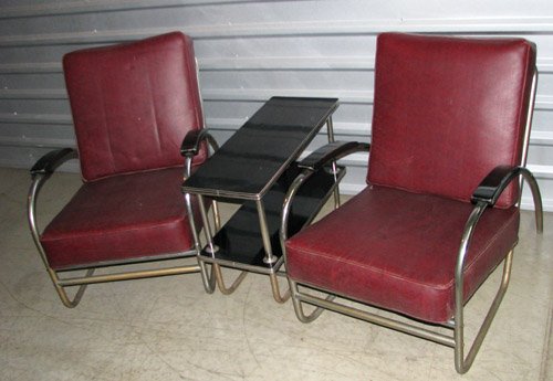 Pair of Royalchrome Chairs with Tubular Side Table