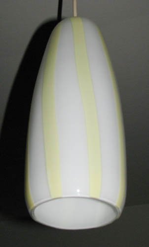 Venini Glass Light Fixture #4106: Artist: Venini made in Italy Title: Yellow and White Striped Venini Fixture model #4106 Medium: blown glass Dimensions: 14.5 x 6 x 6 inches Signature: detached label included Provenance: </