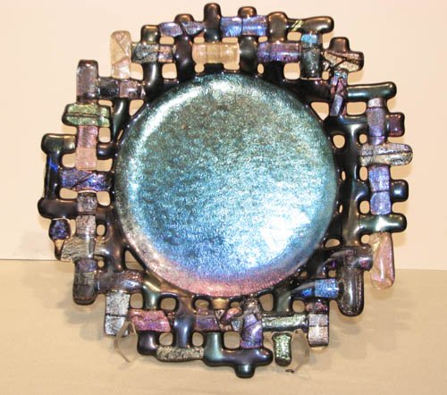 Multi Colored Glass Plate: Title: Multi Colored Glass Plate Date: 1996 Medium: glass Dimensions: .75 x 13 x 13 inches Signature: apparently unsigned Provenance: The Estate of Arnold D. and Norma W. Wilner