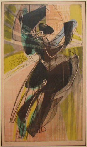 Stanley William Hayter 1951 etching Danse du Solei: Artist: Hayter, Stanley William (English/American 1901-1988) Title: Danse du Soleil (Black & Moorhead #197) Date: 1951 Medium: color engraving soft ground etching with embossing Dimensions: 15.5