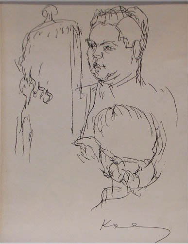 Henry Koerner drawing Richard Rubenstein: Artist: Koerner, Henry (Austrian/American 1915-1992) Title: Richard Rubenstein holding the Torah Date: n.d. Medium: ink drawing Dimensions: 11 x 9 inches Signature: signed Koe lower ri