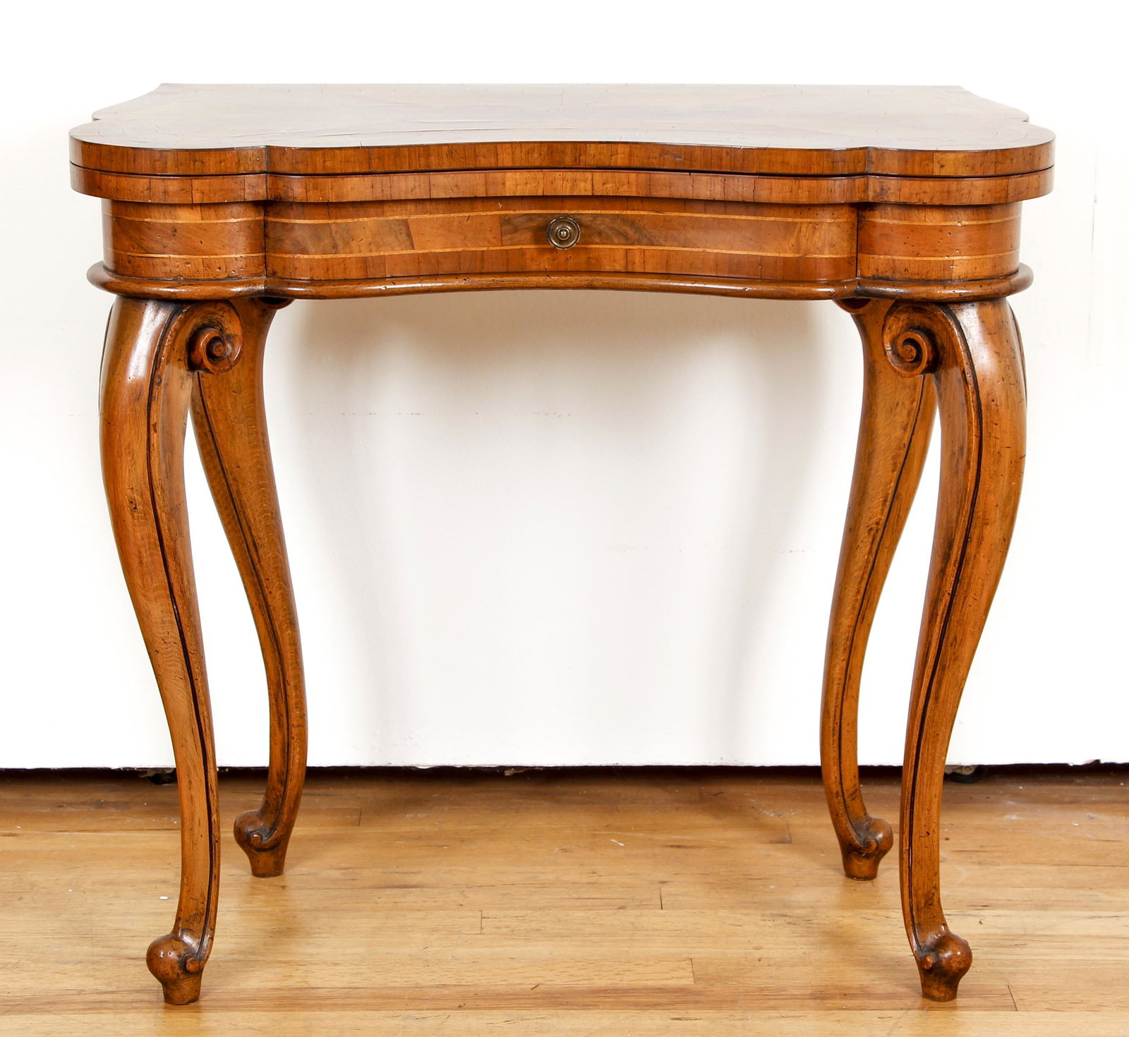 French Style Game Table with Extensive wood inlay (1 of 8)