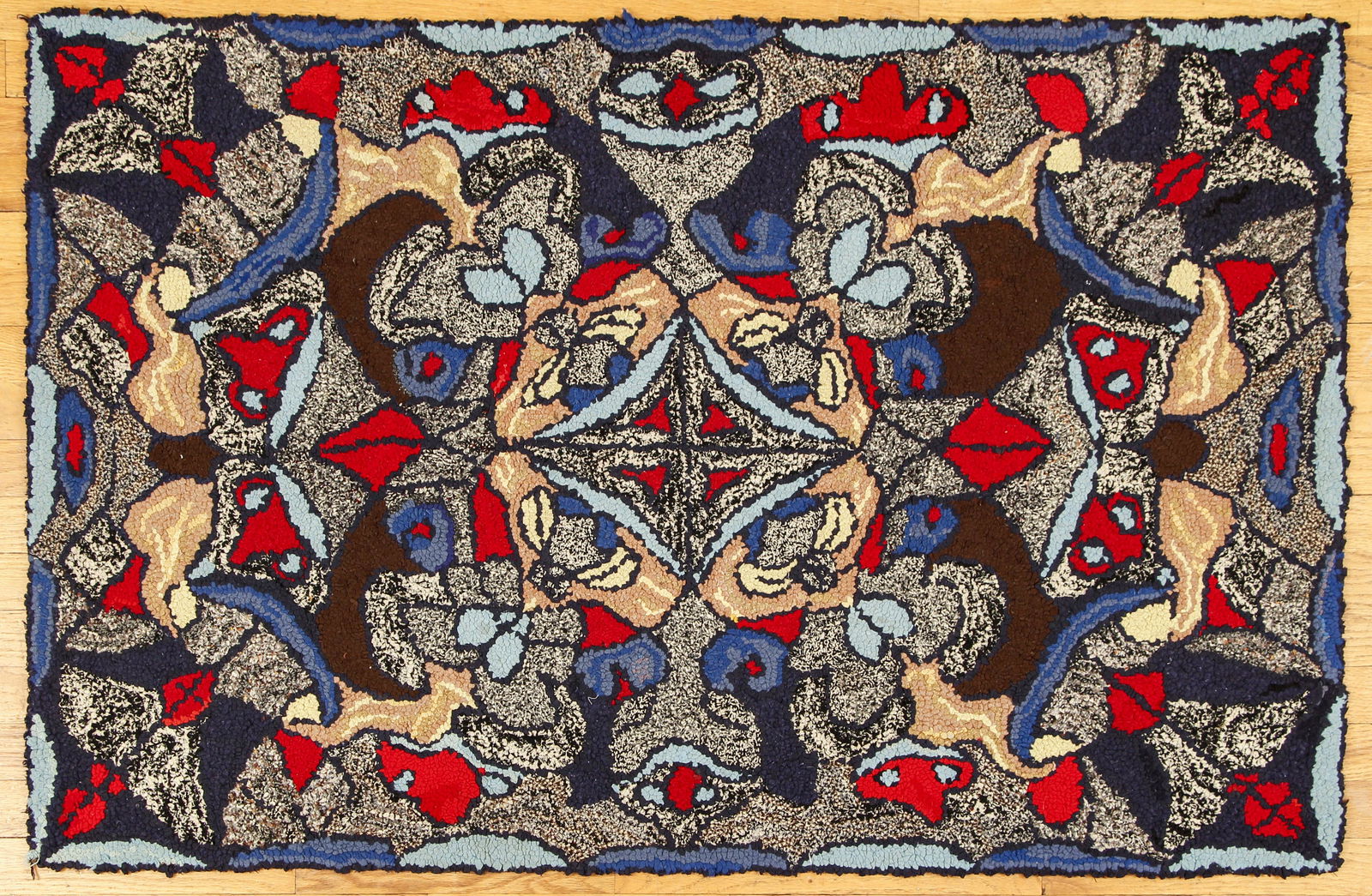 Alice Black Colorful Patterns Hooked Rug (1 of 3)