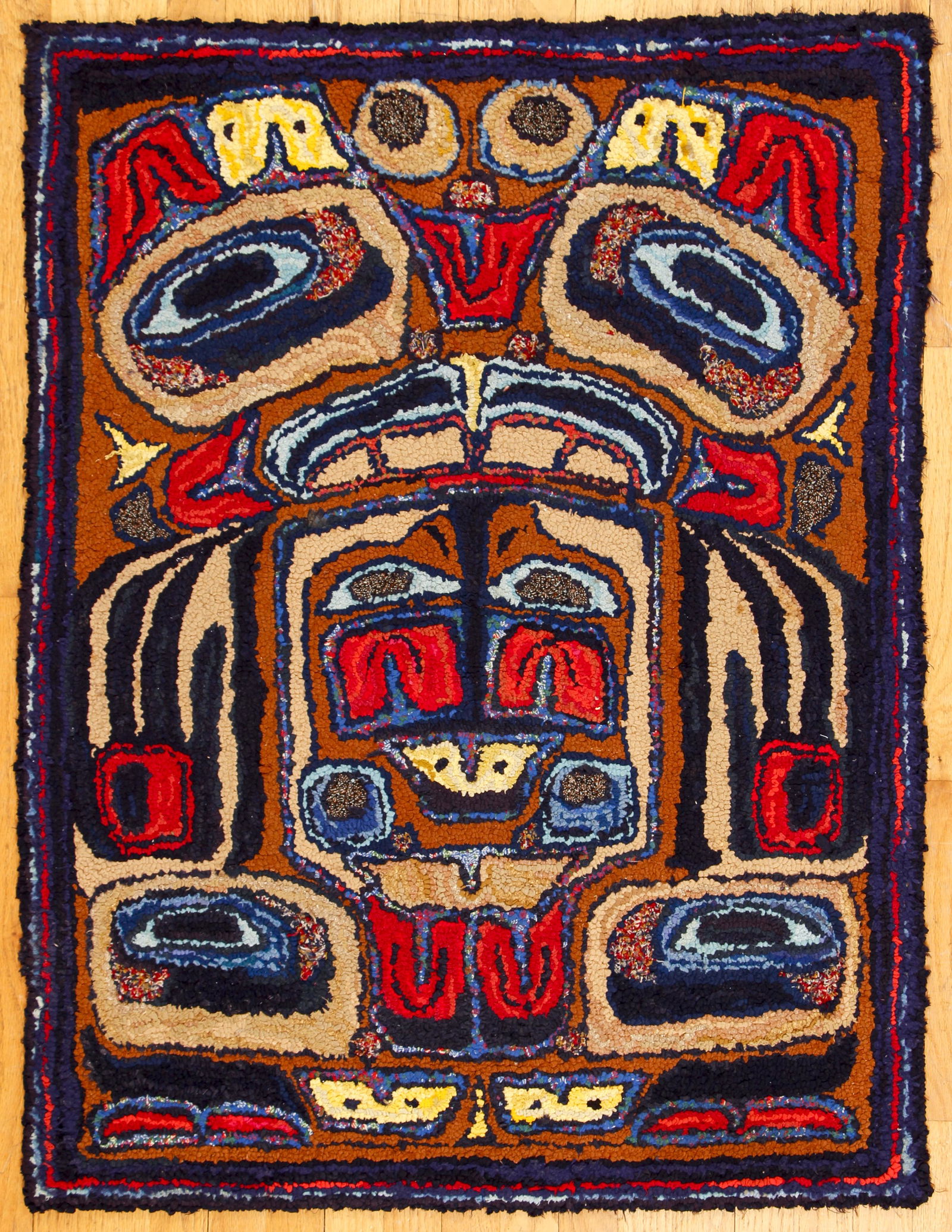 Alice Black Tribal Pattern Hooked Rug (1 of 3)