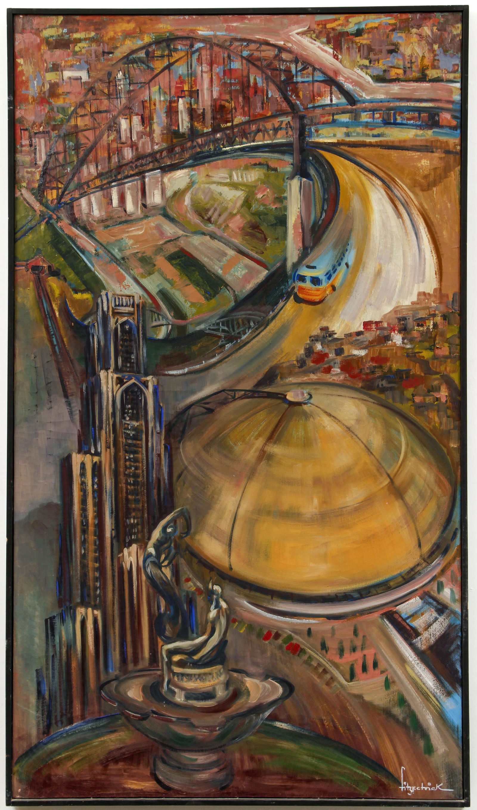 Joseph Fitzpatrick 1950's painitng Pittsburgh Scene (1 of 5)