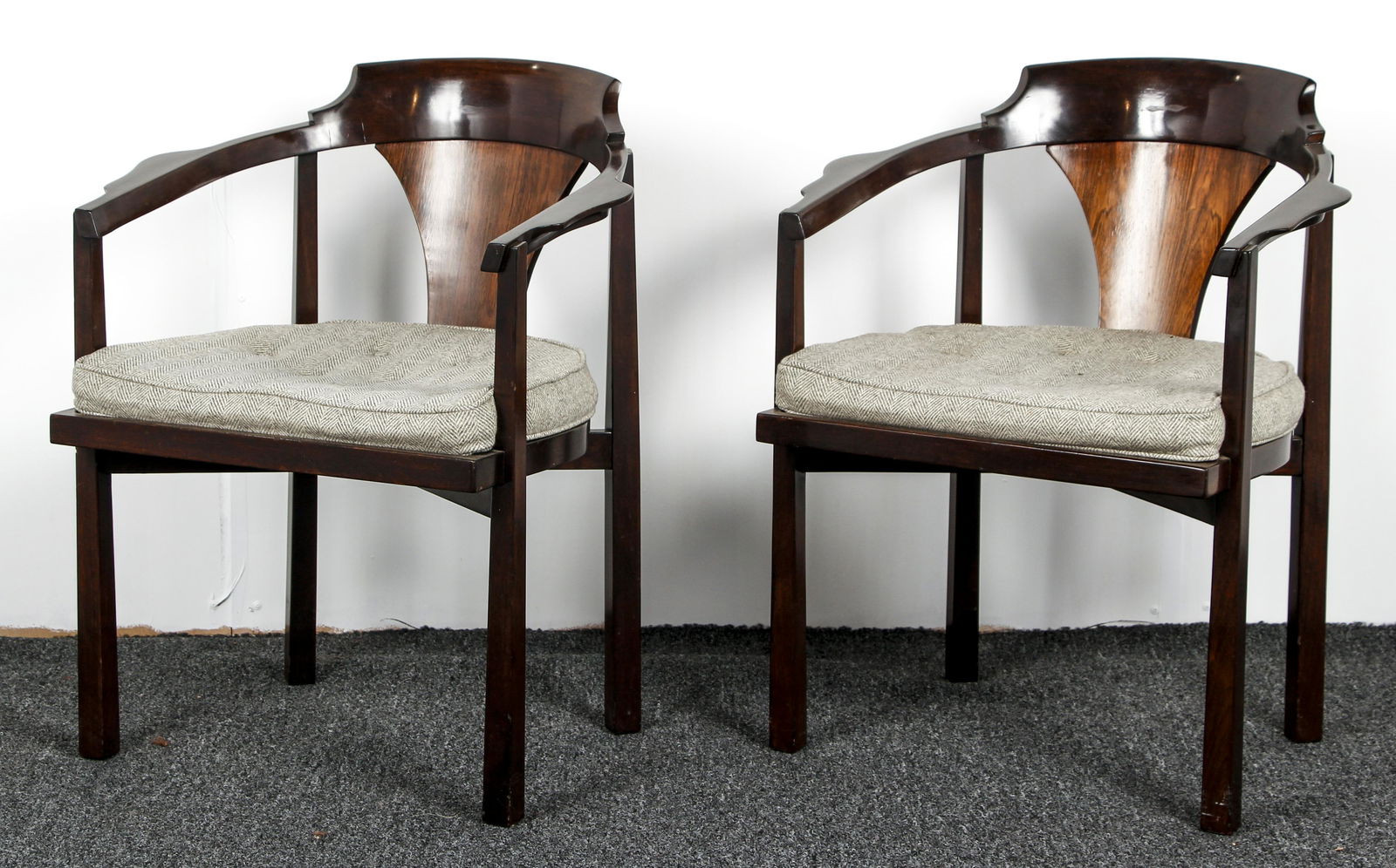 Pair DUNBAR Side Horsehoe Arm Chairs (1 of 6)