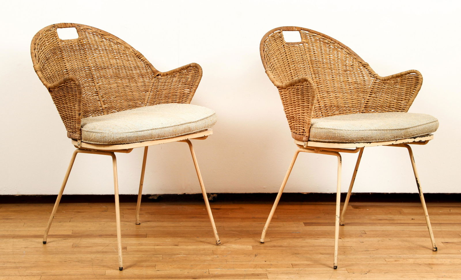 Pair Maurizio Tempestini Salterini Wicker Back Chairs (1 of 7)