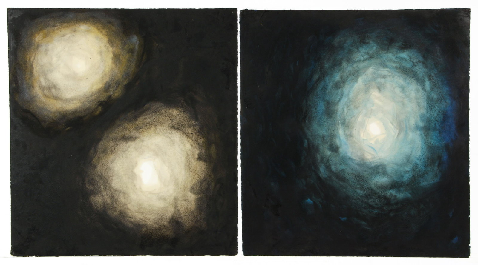 2 Shingo Francis 1999 paintings on paper: Francis, Shingo (Japanese/American, born 1969), W4 and W5, 1999, encaustic and watercolor on paper, 24 x 22 inches, both signed and dated on reverse, Provenance: Garner Tullis , Shingo Francis is the 
