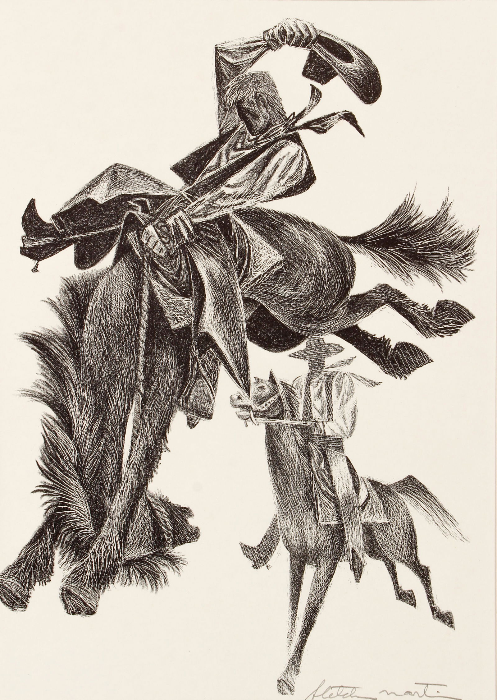 Fletcher Martin High Wide and Handsome Signed Litho AAA: Martin, Fletcher (American, 1904-1979), High, Wide and Handsome, c.1945, original lithograph on paper, signed lower right, image 13 x 9 inches, full sheet 16 x 12 inches, matted but not framed, publis