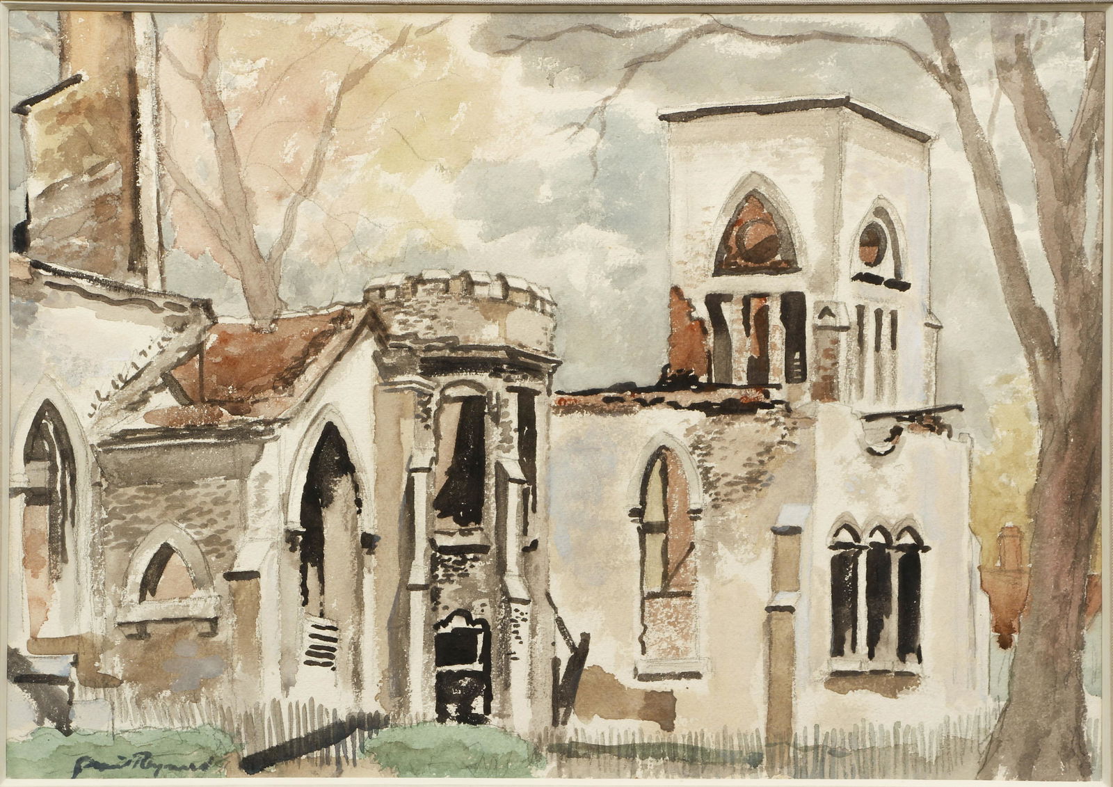 Grant Tyson Reynard watercolor Church Courtyard (1 of 4)
