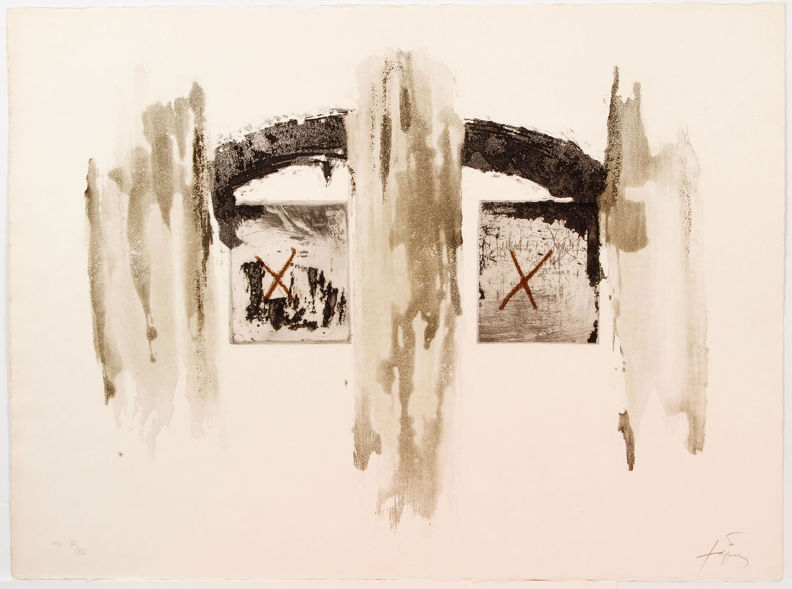 Antoni Tapies 1976 etching and aquatint Arc et Colonnes (1 of 4)