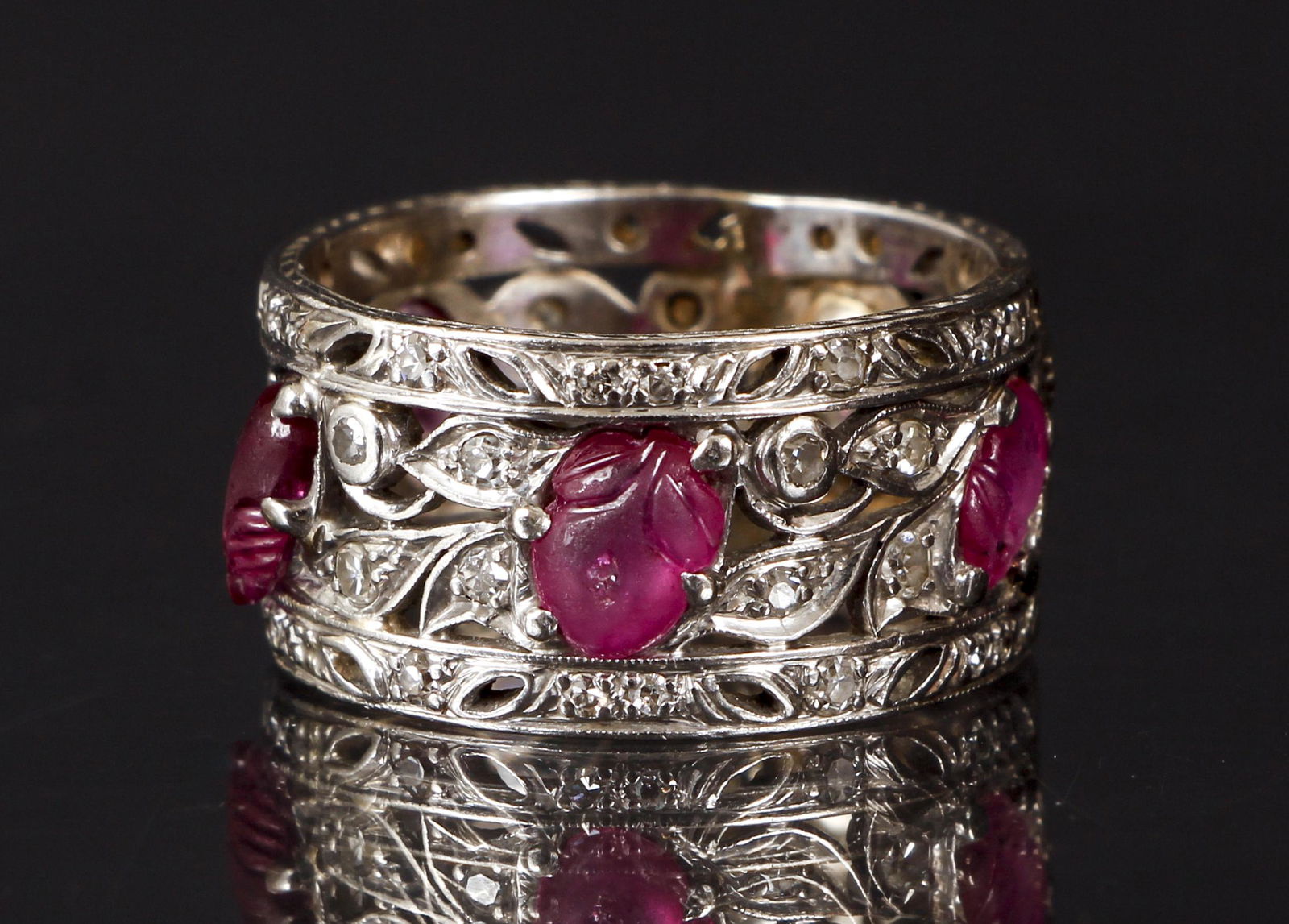 Antique Platinum Diamond Ruby Ring (1 of 5)