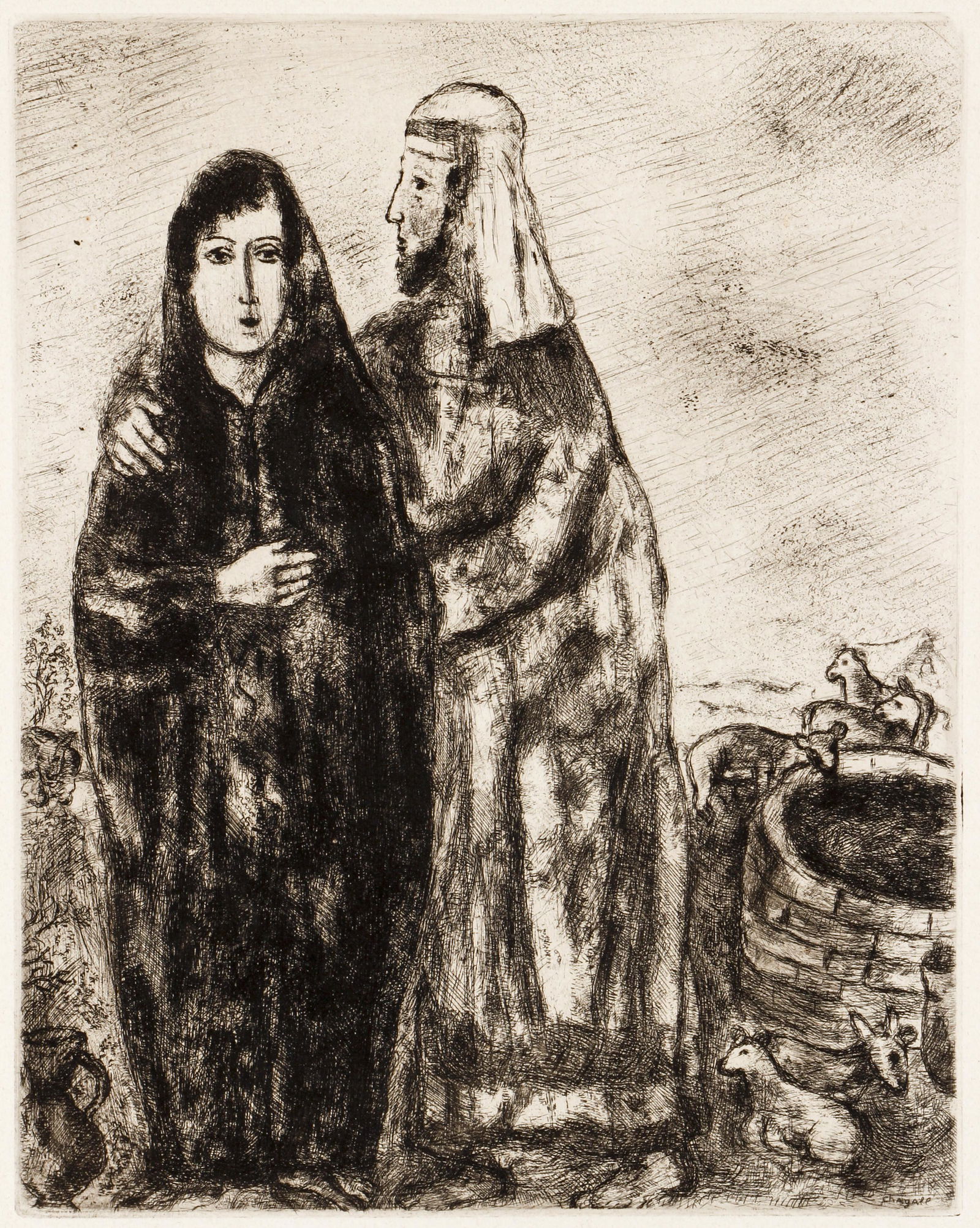 Marc Chagall Meeting of Jacob and Rachel Etching (1 of 4)