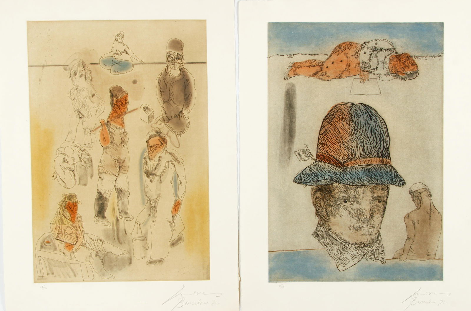 2 Jose Luis Cuevas 1981 color etching and aquatints (1 of 10)