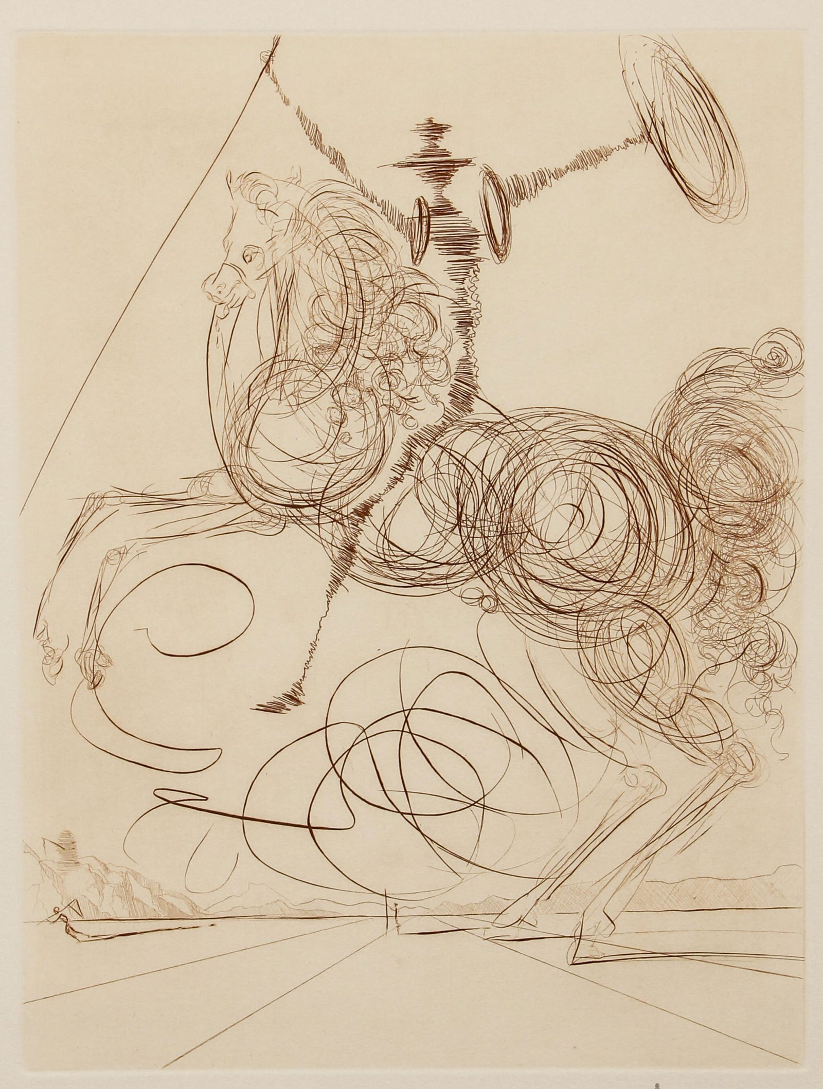 Salvador Dali 1964-75 etching Don Quichotte (Horseman) (1 of 5)