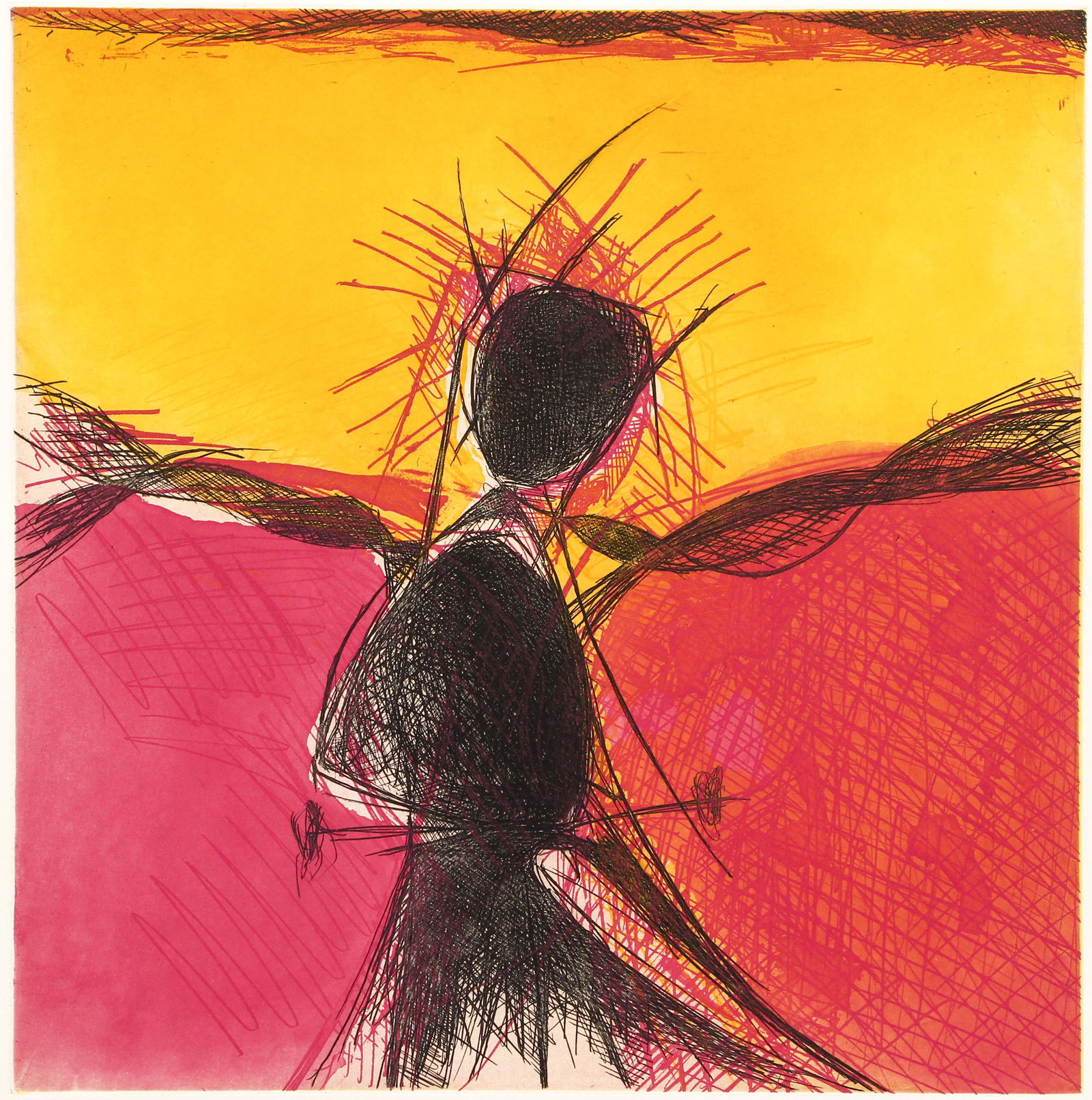 Ronaldo DeJuan Untitled Pink and Yellow Etching Litho (1 of 5)