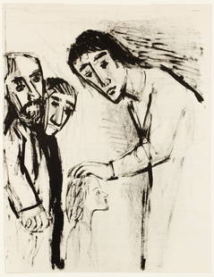 Otto Dix Lithograph Matthaus Evangelium 1960: Dix, Otto (German, 1891-1969), Matthaus Evangelium, 1960, lithograph on paper, single sheet from the book Evangelium nach Matthaus which was published in an edition of 2000, full sheet 11.25 x 8.75 in