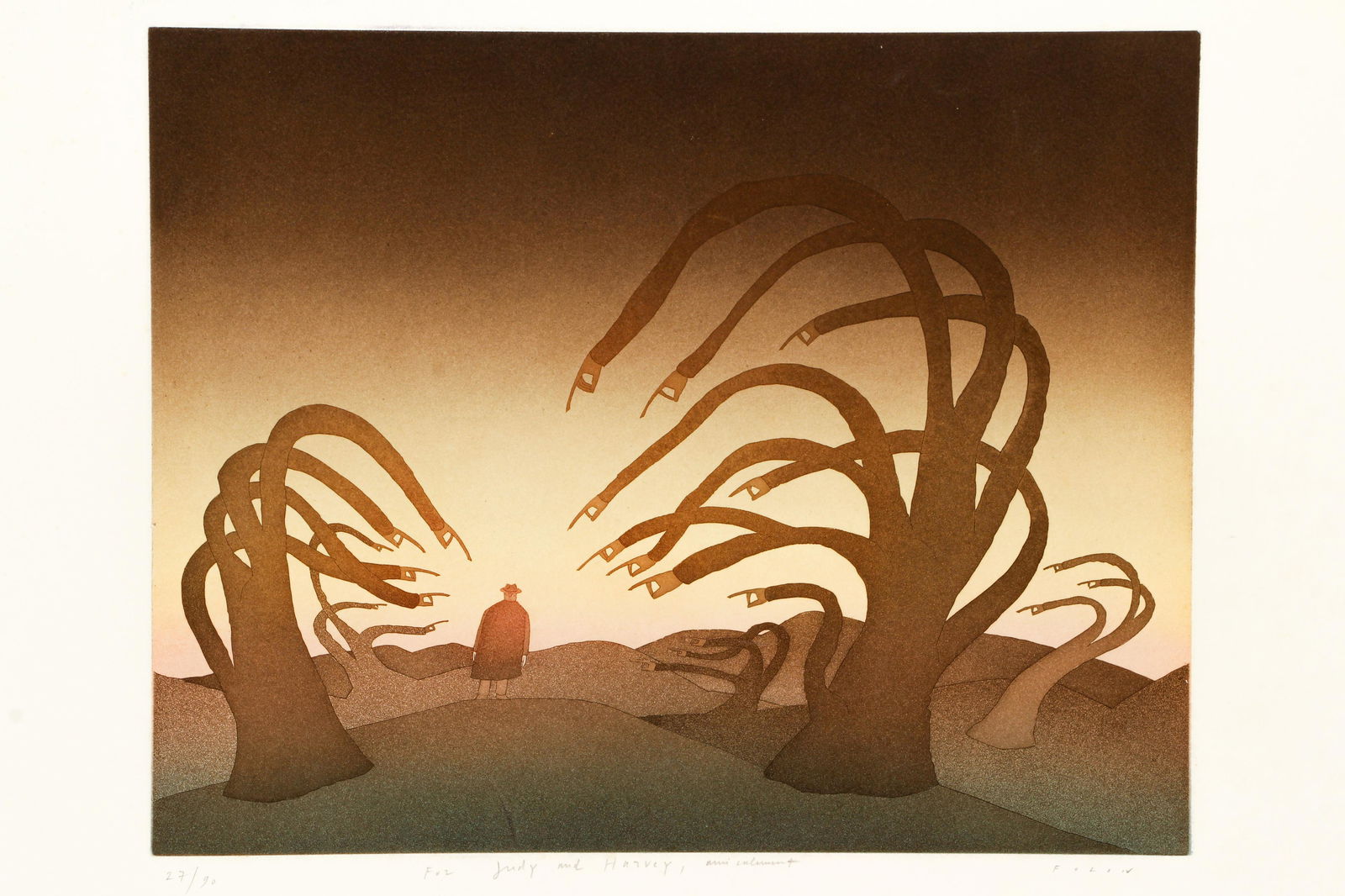 Jean Michel Folon aquatint Le Coupable (1 of 4)