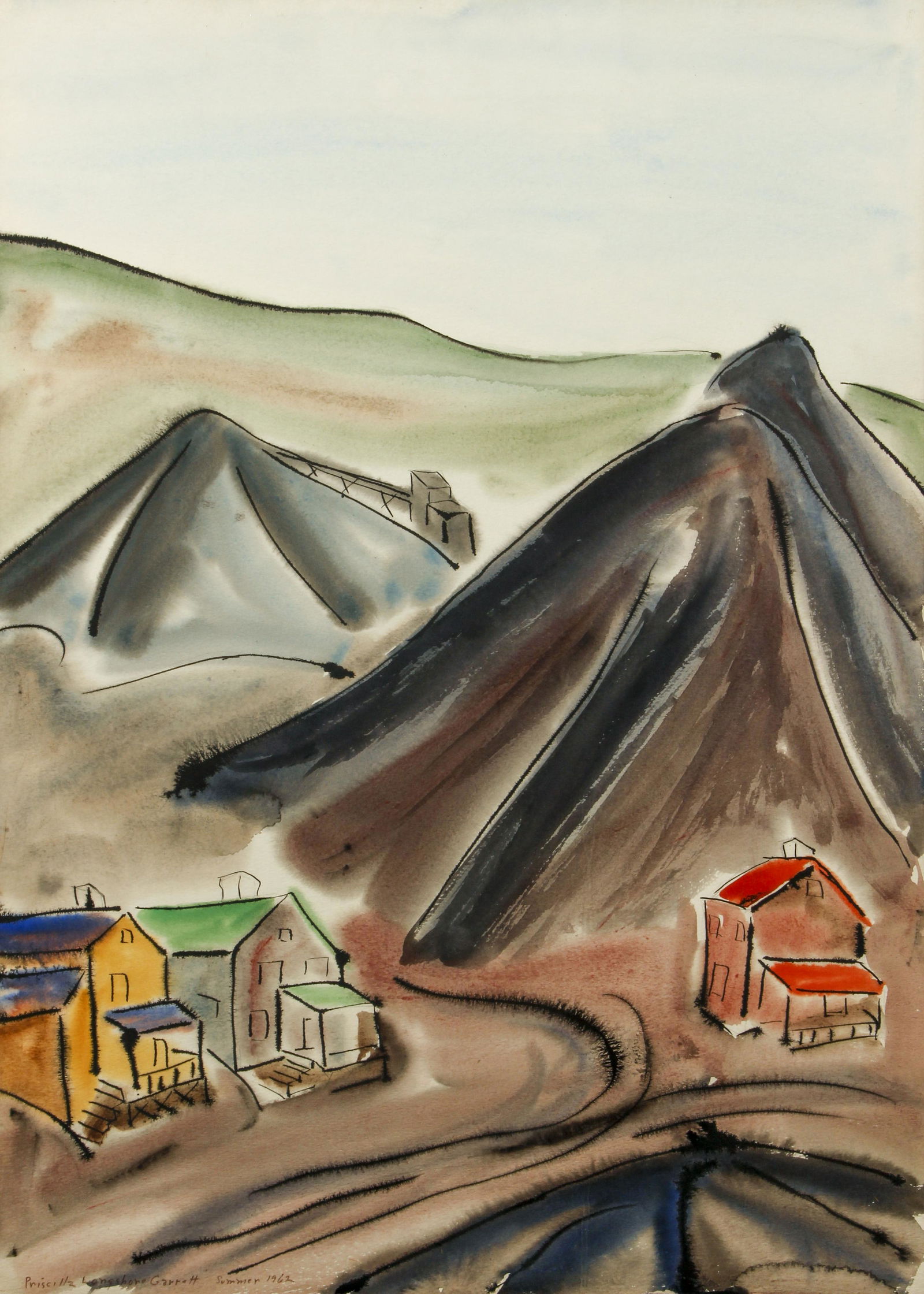 Priscilla Longshore Garrett Mill Watercolor Ptg 1962 (1 of 4)