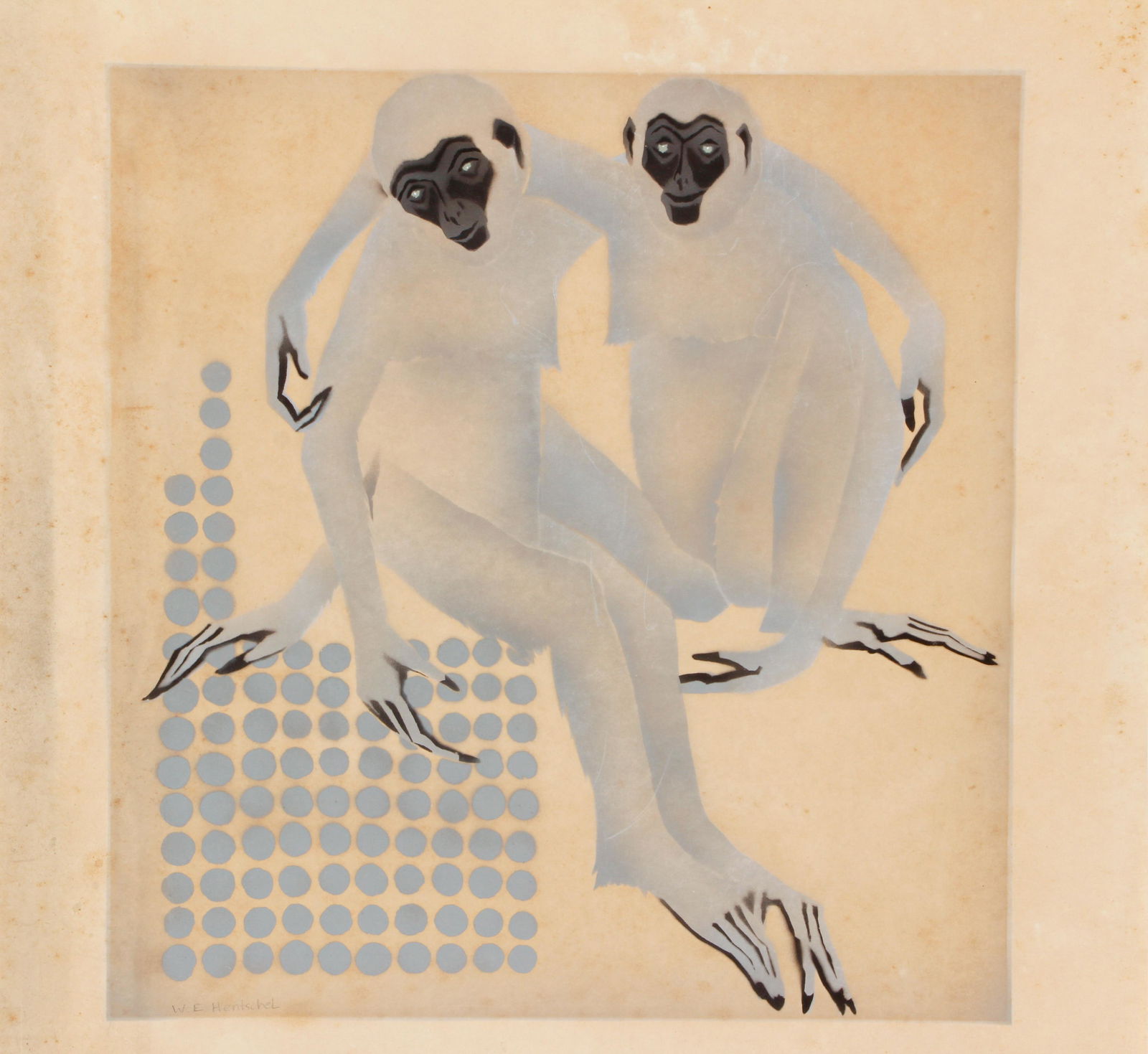 William Hentschel Pair of Monkeys Airbrush Art Signed (1 of 4)