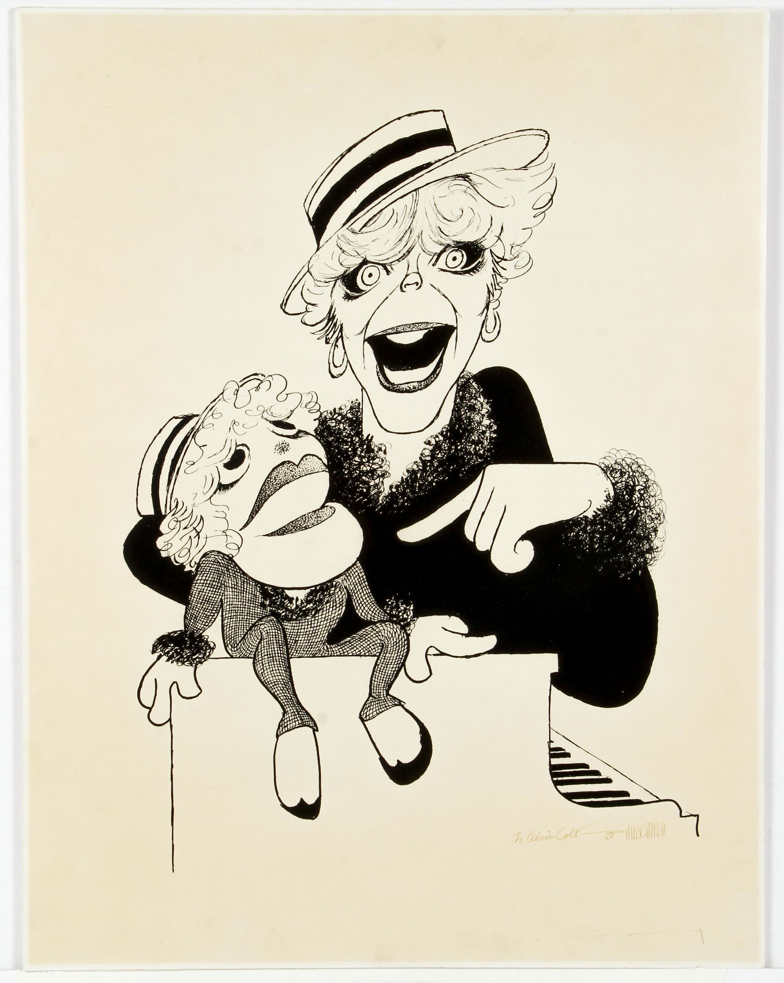 Al Hirschfeld Ventriloquist Signed Lithograph to Alvin (1 of 3)