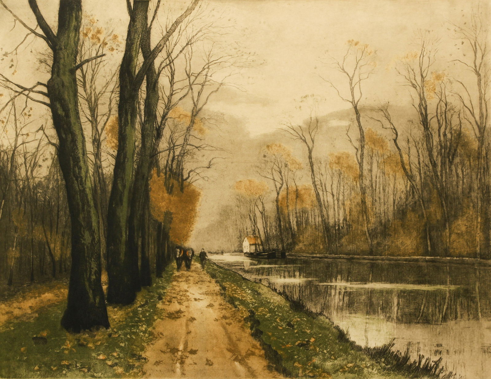 Henri Jourdain Color Etching Canal in Autumn France (1 of 6)