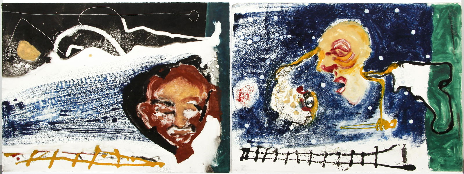 Sam Messer Diptych Heads over Fences 1980 Color Lithos (1 of 7)