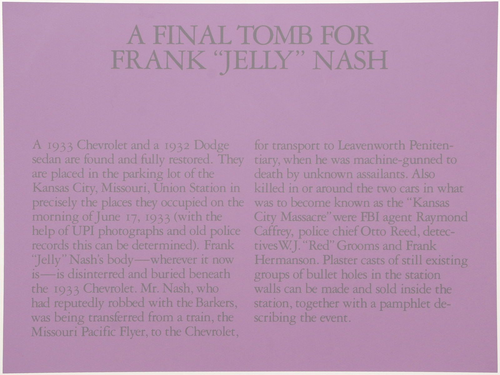 Robert Morris A Final Tomb for Frank Jelly Nash 1980 (1 of 5)