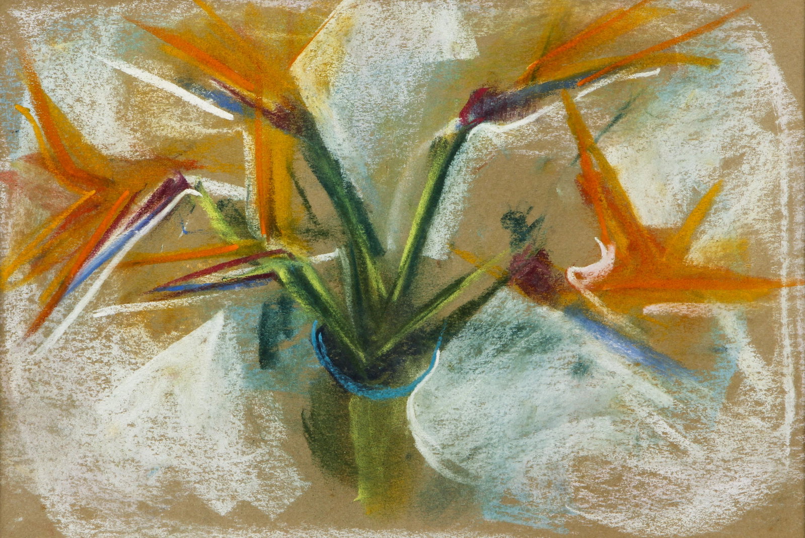 Clara Katherine Nelson Floral Pastel Painting: Nelson, Clara Katherine (American, 1890-1984), Flowers in a Vase, undated, pastel on paper, apparently unsigned, 8 x 12 inches, matted and framed 16 x 19 inches, Nelson taught at the Carnegie Institut
