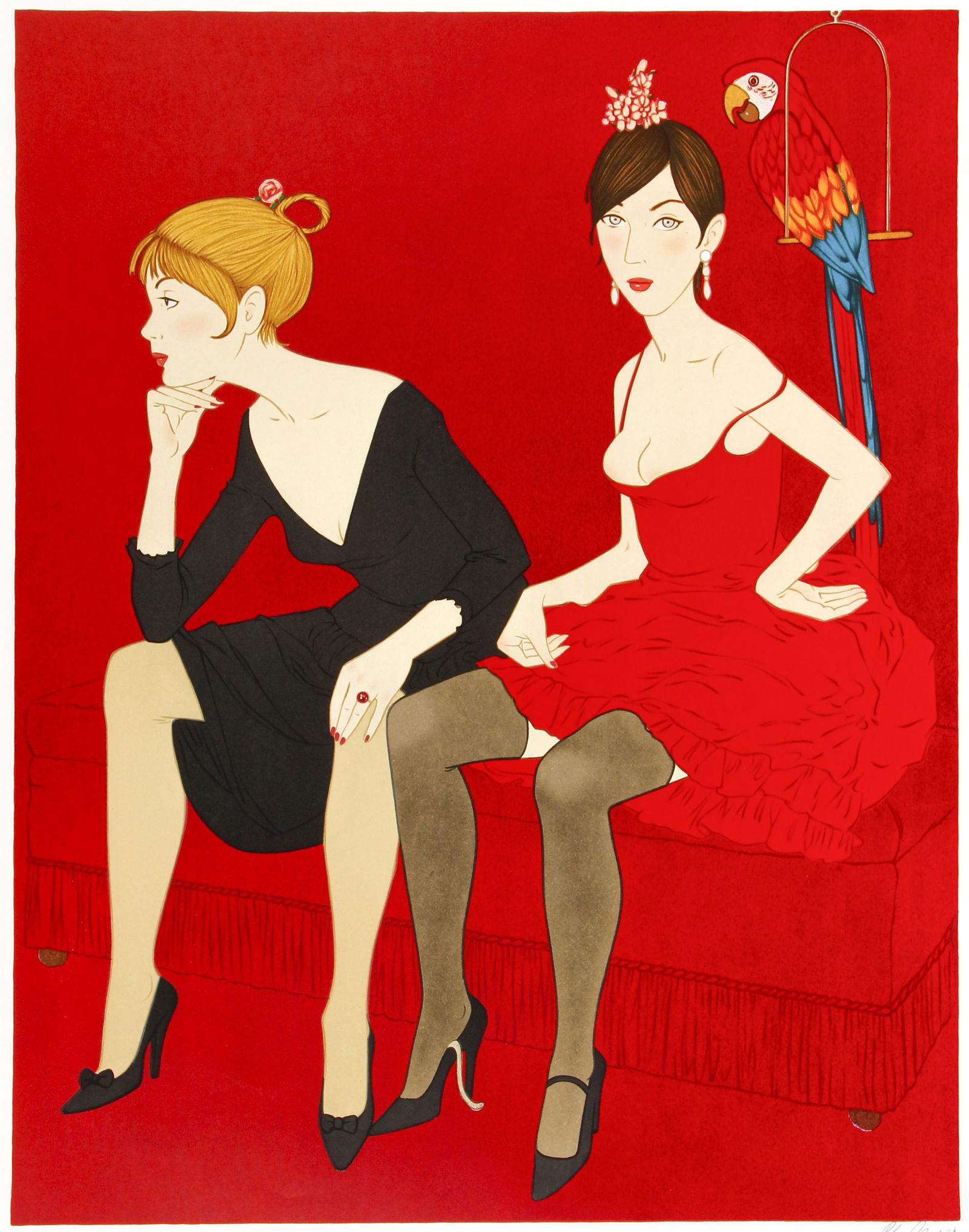 Philippe Henri Noyer orig lithograph, Ladies in Red (1 of 5)