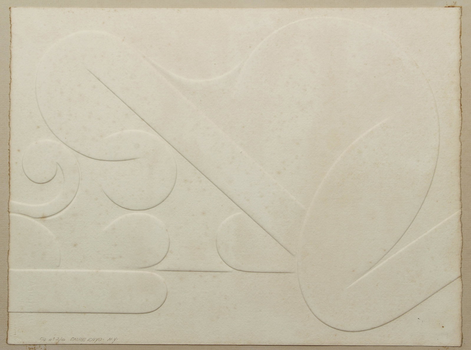 Omar Rayo blind embossing Erotic circa 1970: Rayo, Omar (Colombian, 1928â€“2010) Erotic, circa 1970, blind-embossed Intaglio, 16.5 x 22.25 inches, pencil signed and numbered 2/10