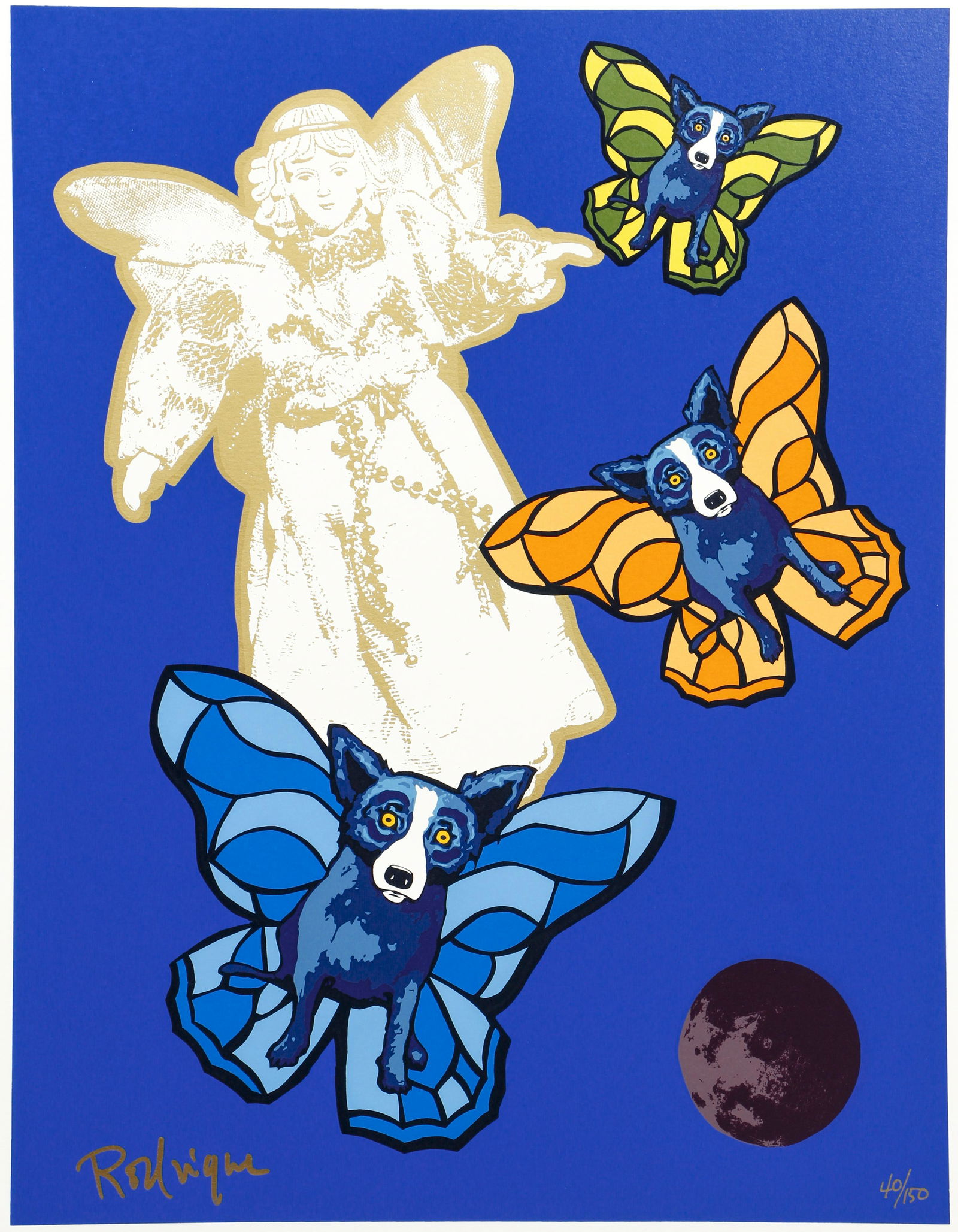 George Rodrigue Blue Dog Angel Baby Signed Screenprint (1 of 5)