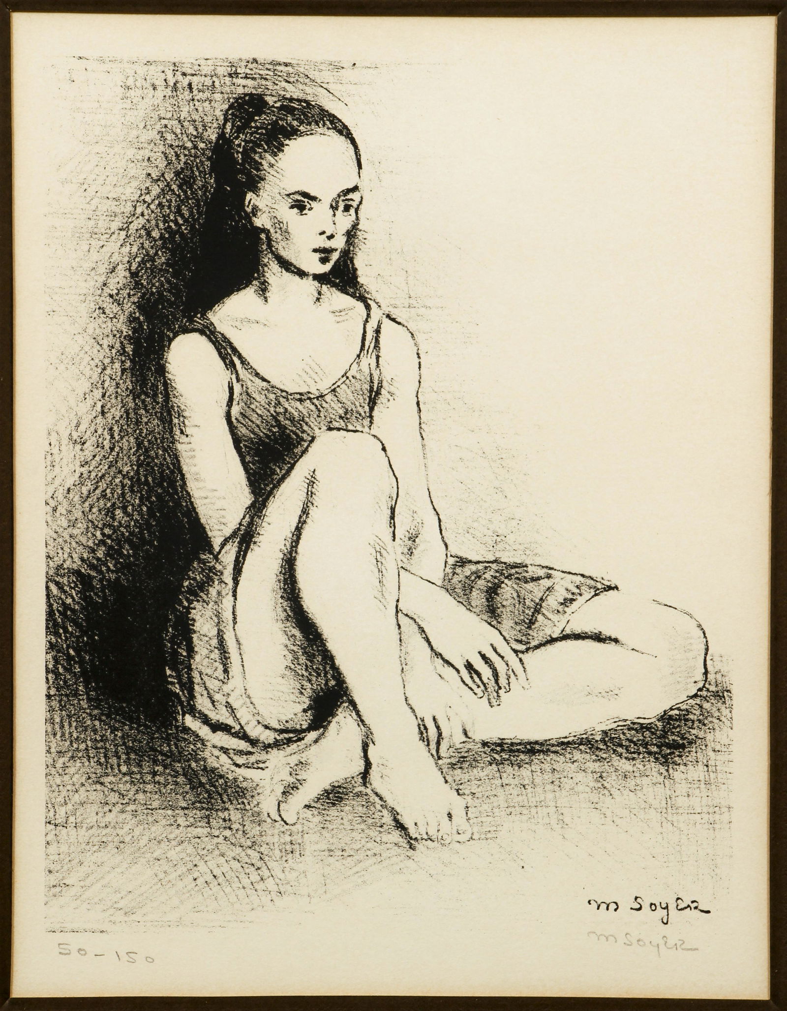 Moses Soyer Seated Dancer Signed Lithograph (1 of 5)